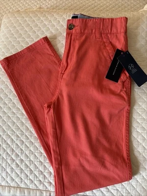 Calça Tommy Hilfiger Menina Salmão Chino Sarja Elástica 16 Nova Com Etiquetas - Imagem 1 de 4