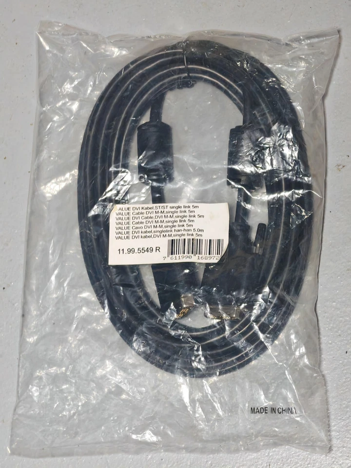 DVI KABEL 5 METER SINGLE LINK / NEU / OVP / UNBENUTZT - Bild 1 von 2