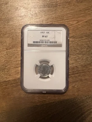 1957 NGC PF67 90% PROOF SILVER ROOSEVELT DIME 10 Cent Coin - Image 1 of 4