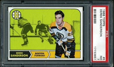 1968-69 Topps Hockey #6 DEREK SANDERSON Boston Bruins PSA 7 NM - Image 1 of 2