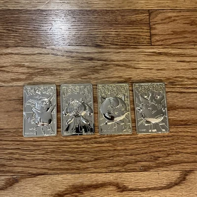 Tarjeta Pokemon Chapada en Oro 23k Burger King Pikachu, Poliwhirl, Jigglypuff, Togepi Foto 1 de 4