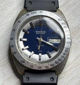 Vintage Benrus Citation Electronic Watch 38MM Rotating Bezel Working Unserviced - Picture 1 of 18