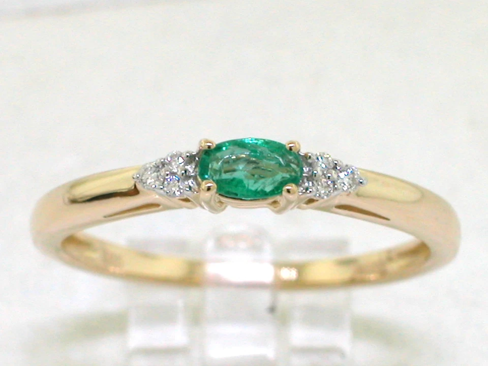 Exclusiver Smaragd Ring 585 Gelbgold 14Kt Gold natürlicher Smaragd  6 Brillanten - Bild 1 von 4