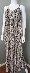 Entro Maxi Dress Stretch Size Medium Spaghetti Straps Animal Snake Skin Print - Picture 1 of 14