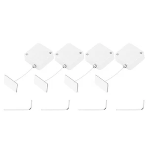 4.9 ft Retractable Cable Security Lock with Square Patch 600g, White, 4 Pack - Afbeelding 1 van 7