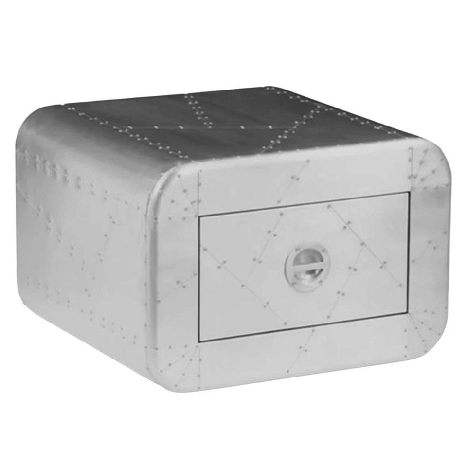 Gabinete con cajón de aviador mesita de noche industrial de aluminio decoración del hogar acento Foto 1 de 4