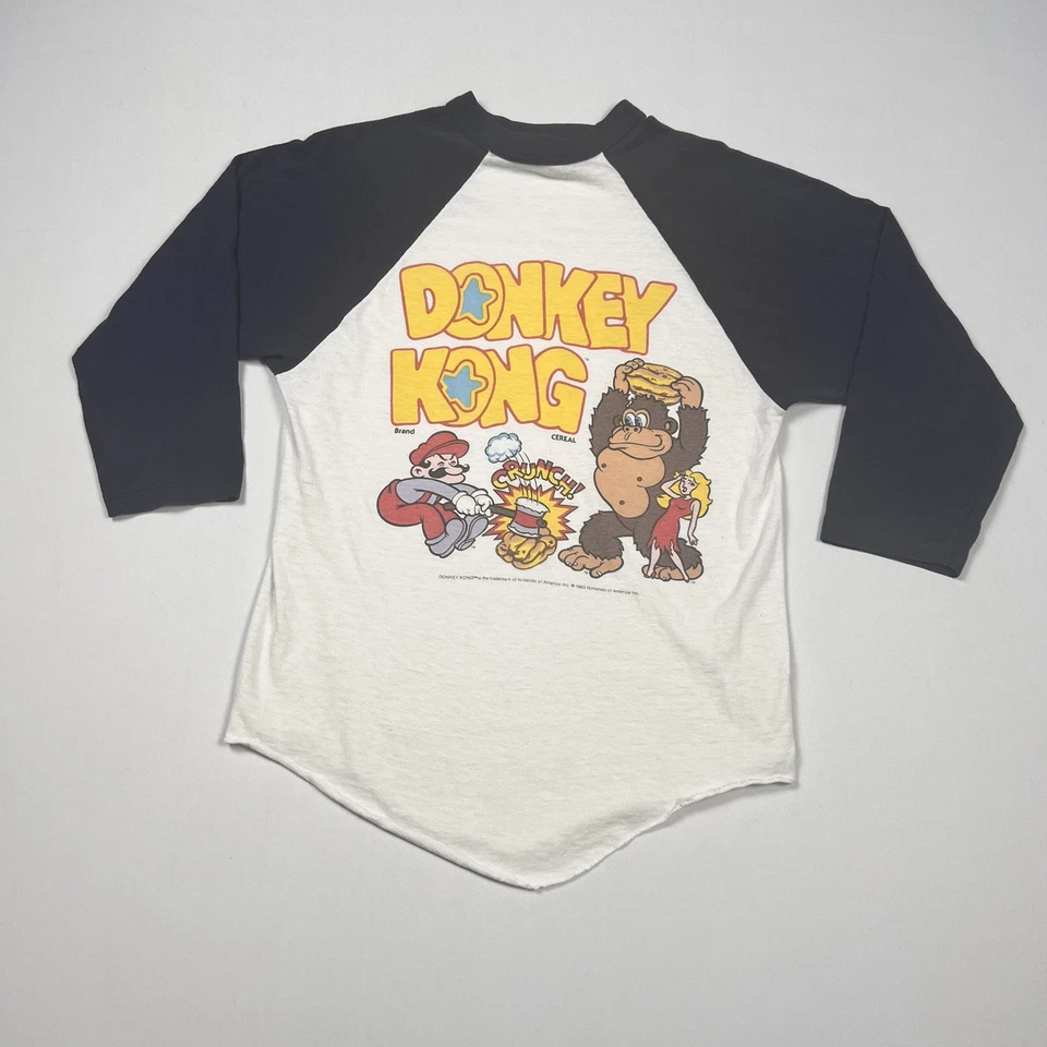 Camisa De Colección Nintendo Donkey Kong Crunch Cereal Promo 1983 Manga 3/4 Mediana Foto 1 de 4