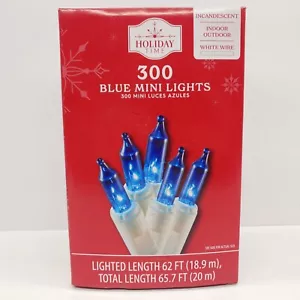 Holiday Time - 300 Blue Mini Lights White Wire 62ft Long - Picture 1 of 7