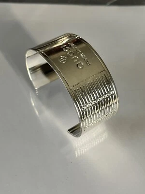 Vintage Italy Gucci inner marked 925 wider sterling cuff silver bracelet  68mm - Image 1 of 4