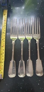 Vintage Deco 20cm EPNS, 4 Silver Plate Forks with monogram letters EH - Picture 1 of 3