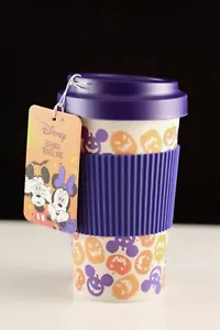 Neu Disney Halloween Bambus Mickey Kürbisse Reise 16 Unzen Becher mit Deckel & Hülle - Bild 1 von 6