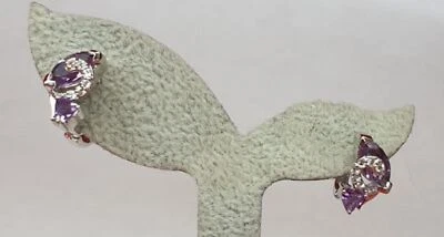 Nobile 3,0 Carati Ametista Topazio Bianco Ohrshänger 925 Argento Orecchini - Immagine 1 di 4