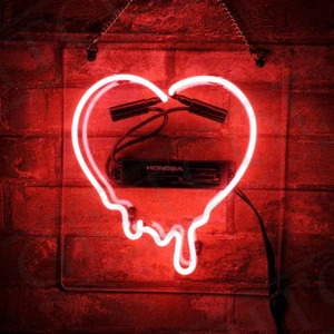 Dripping Heart Neon Sign Light Party Wall Decor Handcraft Visual Artwork 10"x10" - Picture 1 of 3