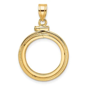 2008 $5 1/10 oz American Buffalo Screw Top Foxtail Chain Coin Bezel in 14k Gold - Picture 1 of 7