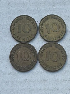4x 10 peniques 1950 F • Banco de los Países Alemanes • RFA • raro • coleccionista • latón - Imagen 1 de 10