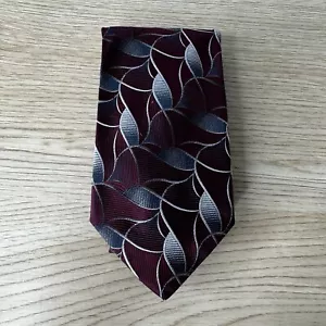 Bachrach Maroon and Silver Pattern Silk Neck Tie Made in Italy - Picture 1 of 6