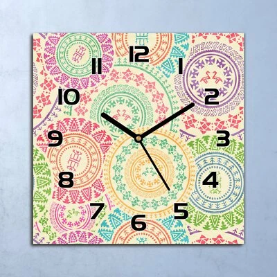 Horloge Murale En Verre moderne Rond géométrique coloré cercles 30x30 - Photo 1/4