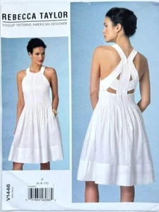 Vestido de diseñador Vogue V1446 Rebecca Taylor fuera de stock con detalles en la espalda patrón de costura 6-8-10 - Imagen 1 de 6