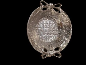 Vnt Heavy Metal Decorative Bowl Basket Weave Pattern - Picture 1 of 4