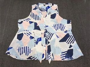 Camiseta sin mangas Torrid para mujer geométrica bloque de color Georgette Peplum corbata delantera talla 5X - Imagen 1 de 12