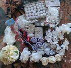 Zestaw - Ozdoby kwiatowe, Kwiaty z tkaniny, Biały, Ślub Ślubna