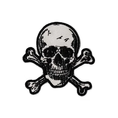 Skull and Crossbones Jolly Roger Embroidered Iron-On Patch - Image 1 of 3