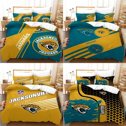 Jacksonville Jaguars 3PCS Bedding Sets Cotton Blend Soft Duvet Cover Pillowcases Cover