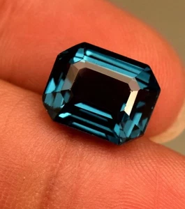 9.32 Ct Natural Certified Indicolite Blue Tourmaline Emerald Cut Loose Gemstone - Picture 1 of 5