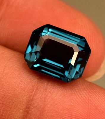9.32 Ct Natural Certified Indicolite Blue Tourmaline Emerald Cut Loose Gemstone - Image 1 of 4