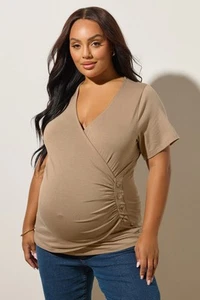 Yours Curve Women's Plus Size Maternity Button Detail Wrap Top - Picture 1 of 7