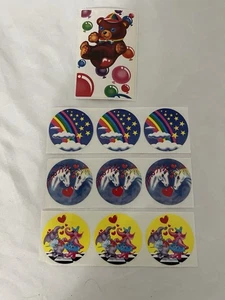 Vintage 1980er Lisa Frank Aufkleber 10 Stück Bär Pferd Wolken Elefant 1 Schalterplatte - Bild 1 von 2