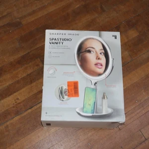 Sharper Image LED Vanity Mirror Dimmable 10X & 5X Magnification 8â 1014289 - Picture 1 of 4