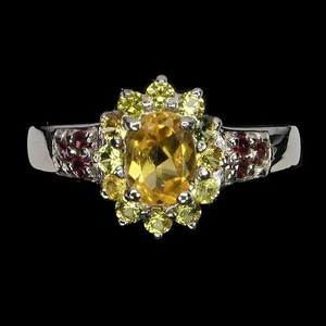 925 Sterling Silber Ring Oval Citrin 7x5mm Rhodolith Saphir Edelstein Größe 8 - Bild 1 von 14