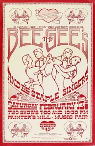 Bee Gees, Staple Singers 1971 Baltimore, MD Framed Concert Poster - Picture 1 of 2