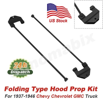 Folding Type Hood Prop Kit Steel For 1937-1946 Chevy Chevrolet GMC Pickup Truck Foto 1 de 4