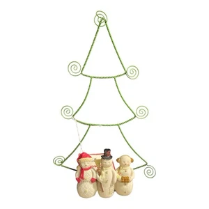 HALLMARK Espositore Porta Carte/Foto Albero di Natale 3 Pupazzo di Neve Filo Metallo Verde 12" - Foto 1 di 13