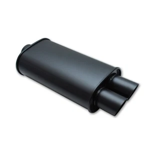 Vibrant For StreetPower Flat Black Oval Muffler | w/ Dual 3in Outl 2.5in In ID - Picture 1 of 6