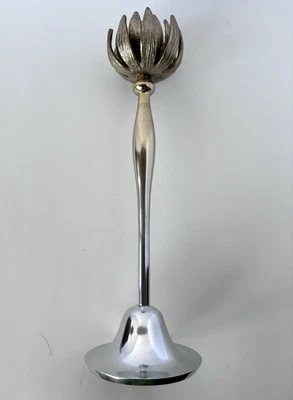 The Met x Anthropologie Floral Candle Stick Holder Silver Antique Gold Lotus - Image 1 of 4