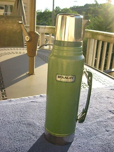 Large Aluminum 14" Stanley Thermos 1.1 Quart Classic Green/ Complete - Picture 1 of 7