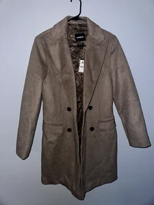 NEW EXPRESS $298 Tan WOOL BLEND WATER RESISTANT TOPCOAT COAT SZ XSmall - Picture 1 of 10