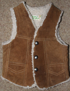Genuine Leather Brown Vest Toddler LG Approx 12-24 Month Mexico Polyester Lining