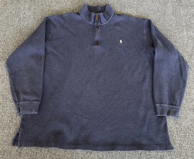 Polo Ralph Lauren Mens 1/4 Zip Sweater Blue Pullover Preppy Quiet Luxury 3XLT - Image 1 of 4