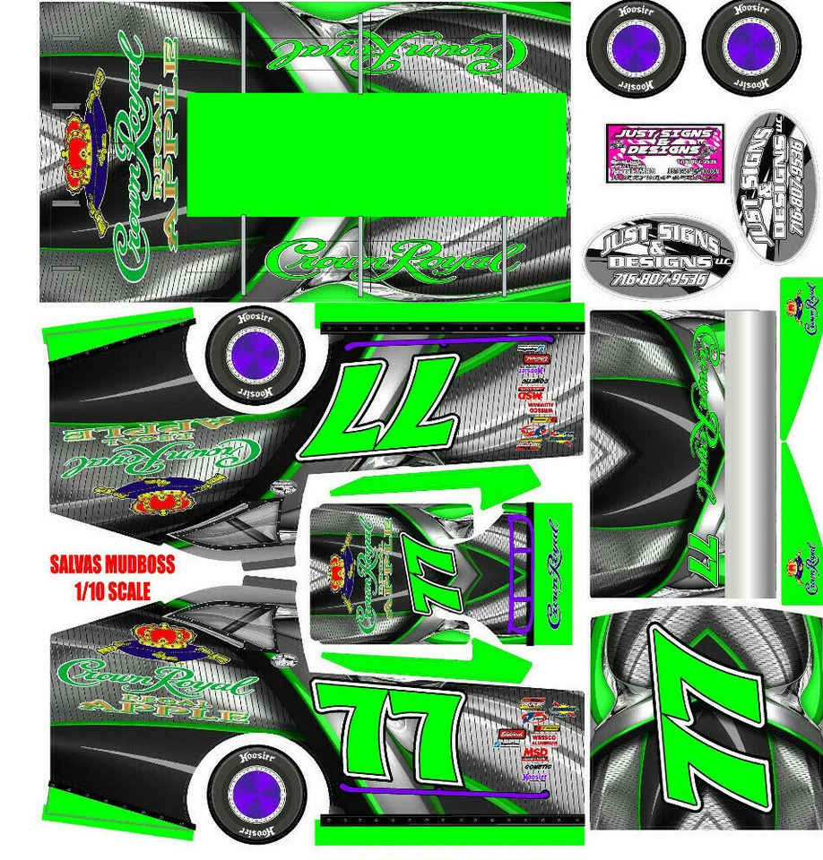 KIT DE ENVOLTURA TEMÁTICA CORONA VERDE SLASH MUDBOSS TRAXXAS DE LONA Foto 1 de 1