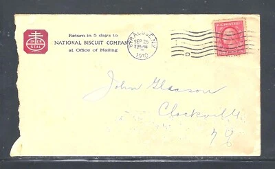 1910 NABISCO ADVERTISING CORNER + INVOICE TO CANASTOTAN NY - WITH RECEIVER - Image 1 of 3