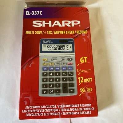 Sharp Semi-Desktop Tax Calculator 12-digit EL-337C Opened Unused - Image 1 of 4