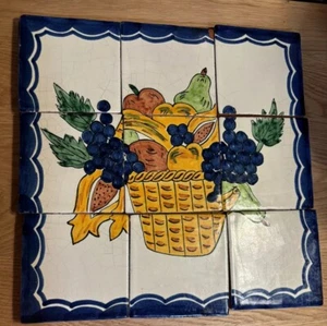 Hand Painted Ceramic tile art wall mural panel Fruit Bowl BACKSPLASH 12"x12" - Picture 1 of 13