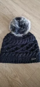 Barts Mütze Strick Bommel Beanie Fell Glitzer Winter schwarz - Bild 1 von 8