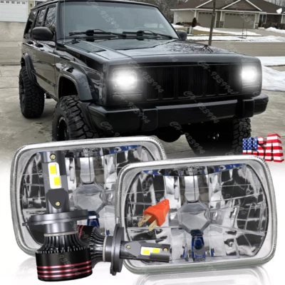 120W 7x6 5x7inch LED Headlight Hi/Lo Beam DRL For Jeep Cherokee XJ YJ Chevy - Imagem 1 de 4