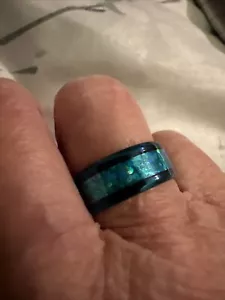 What A Beautiful Blue Stainless Steel Ring In A Size 7 - Picture 1 of 8
