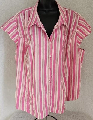 Camisa Top Blusa Mujer George Talla 26W/28W 26/28 Manga Corta Con Botones Foto 1 de 4